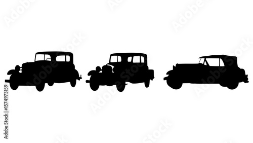Vintage Car Silhouettes Set | 1920s-1950s Classic Retro Automobiles PNG