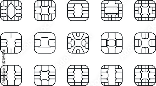 Vector SIM Card Icons:  Modern Line Art Set for Technology Designs