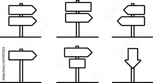 Vector illustration: Simple directional signpost icons set