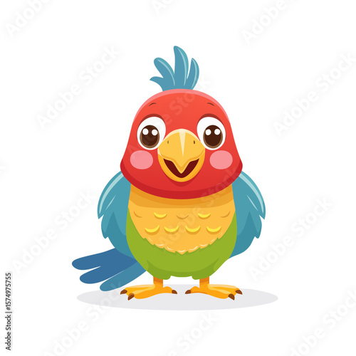 Colorful Parrot Character Isolated on a Transparent Background
