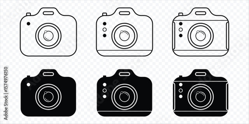Camera icon set. photo camera in flat style symbol. photography camera line art signs. camera line icon, photo snap camera line art symbol, camera icon vector eps 10