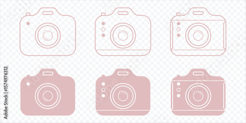 Camera icon set. photo camera in flat style symbol. photography camera line art signs. camera line icon, photo snap camera line art symbol, camera icon vector eps 10