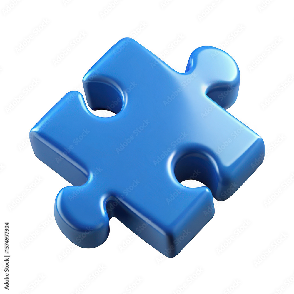 Obraz premium 3d blue puzzle piece isolated on transparent background