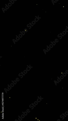 Animation of gold stars falling on black background