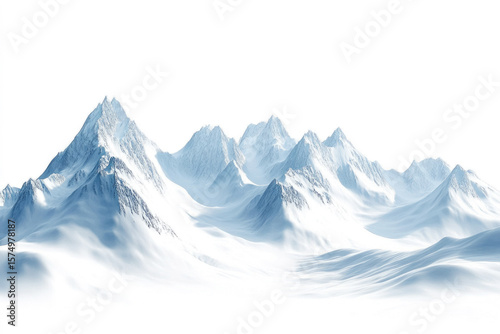 Wallpaper Mural Majestic snow covered mountains illustration depicting a winter landscape and atmospheric perspective Torontodigital.ca