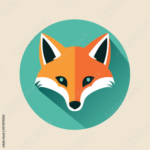 stylized fox icon in flat design with sleek lines and clever woodland aesthetic