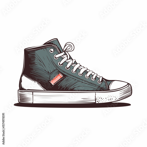 hand-drawn sneaker icon in flat design with casual style and sporty urban vibe
