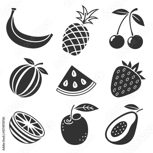 set of fruit icons