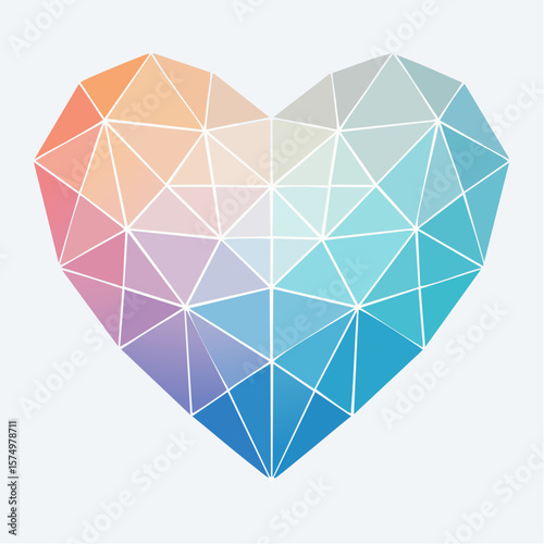 heart-shaped gem icon in vibrant gradient fill symbolizing love, value, and elegance
