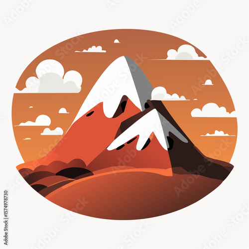 stylized mountain icon in smooth gradient fill with bold peaks and natural landscape aesthetic