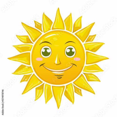 whimsical sun icon in flat design with playful rays and cheerful weather aesthetic