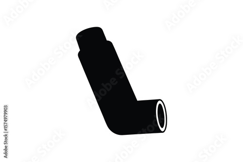Asthma Inhaler Silhouette on White Background for Respiratory Relief silhouette