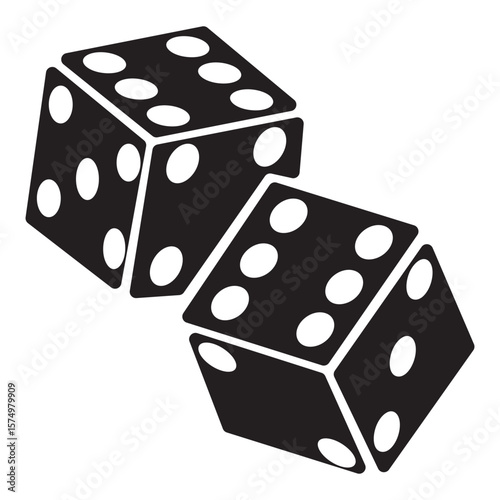Dice six side face icon set. Playing cubes rolling dice vector isolated on transparent background. Six-sided dice, die for casino gambling line art icon for apps and websites. Vector illustration. 