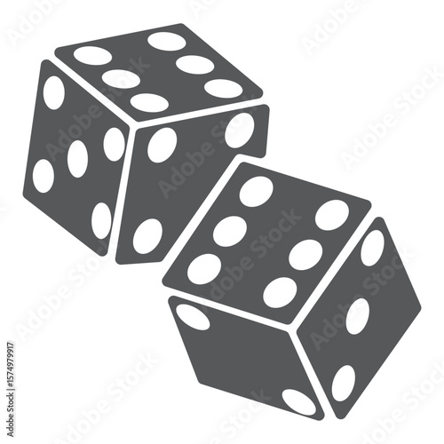 Dice six side face icon set. Playing cubes rolling dice vector isolated on transparent background. Six-sided dice, die for casino gambling line art icon for apps and websites. Vector illustration. 