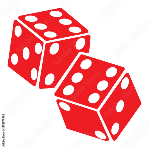 Dice six side face icon set. Playing cubes rolling dice vector isolated on transparent background. Six-sided dice, die for casino gambling line art icon for apps and websites. Vector illustration. 