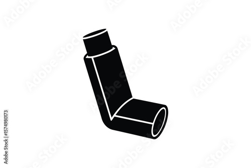 Asthma Inhaler Medical Device Treatment Silhouette for Respiratory Illness