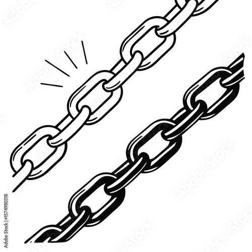 Simple Illustration Two Lines of Interlocking Chain Links