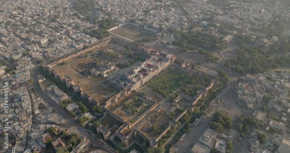 Aerial view of Junagarh Fort in urban landscape, India. Aerial view of Junagarh Fort in urban landscape, India.