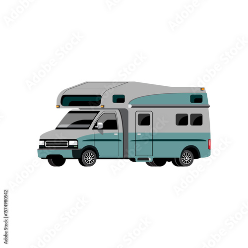 Exploring the Open Road Class C RV Camper Van Illustration
