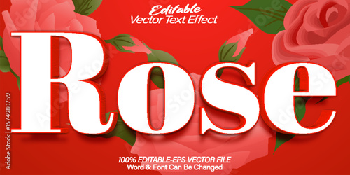 Rose Text Effect Editable Alphabet Romance Red Valentine Wedding Love Flower