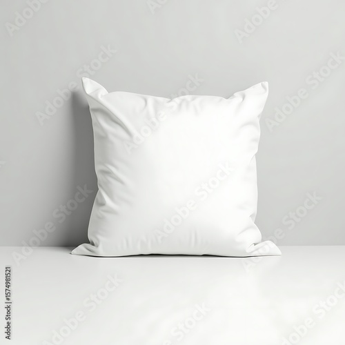Photoshop sleep background for mockups, Blank White Pillow on a Light Gray Surface