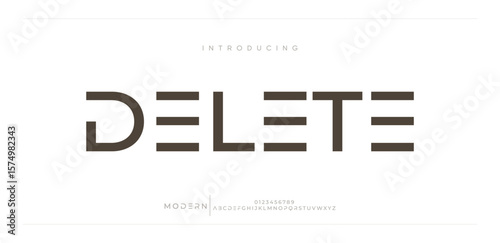 Delete minimalist alphabet typeface display font vector. Luxury typography style alphabet illustration with numeral and lowercase