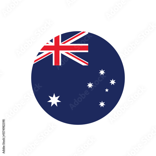 Australia Flag Button. Round Australia flag icon. Australia flag badge Vector for independence day celebration PNG on transparent background.