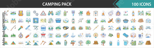 Camping Pack - Comprehensive Outdoor Adventure, Nature, and Camp Gear Vector Icons Collection