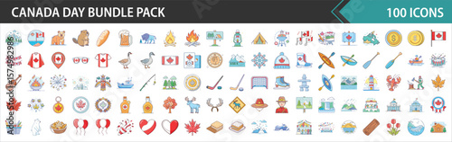Canada Day Bundle Pack - Comprehensive Canadian Culture, Nature, and National Holiday Vector Icons Collection