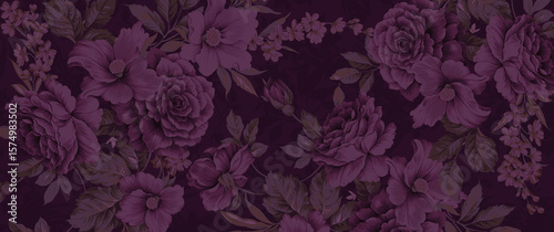 Shabby chic or granny chic vintage chintz roses in a seamlessly repeating pattern, 