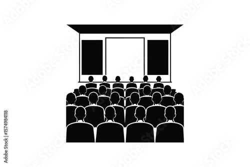Audience at a Conference or Presentation in Silhouette Style silhouette