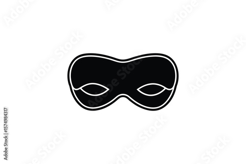 Simple Black Carnival Mask Graphic Isolated on White Background silhouette