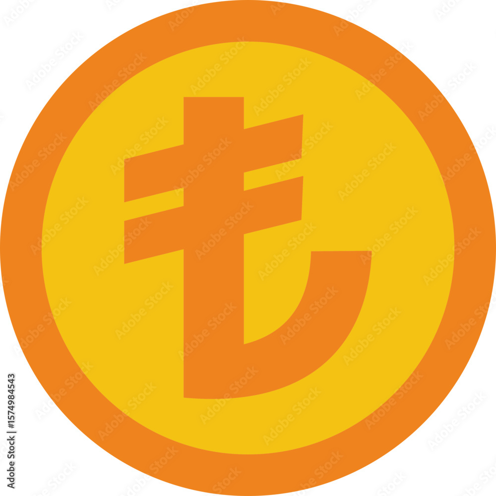 Obraz premium Lira currency coin icon symbol. Popular international currency sign isolated on transparent background. Turkish lira money coin sign. Vector illustration.