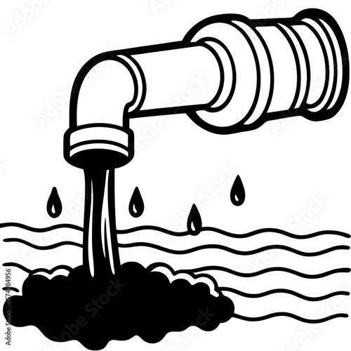 water pollution from an industrial pipe vector on a white background.