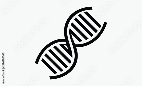 DNA icon silhouette, genetic helix vector, molecular structure silhouette, science symbol design, black and white genome illustration