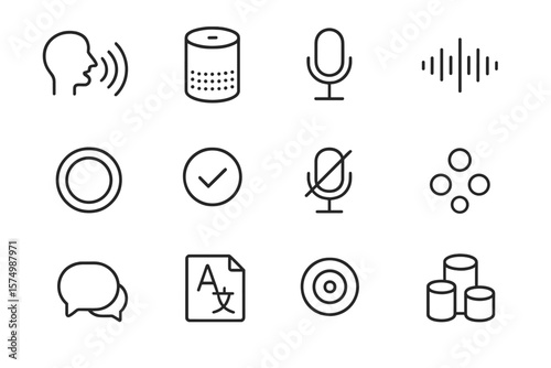 Voice control interface icons on grey background