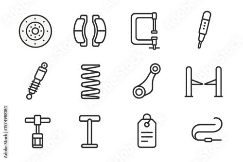 Automotive parts icons on gradient background