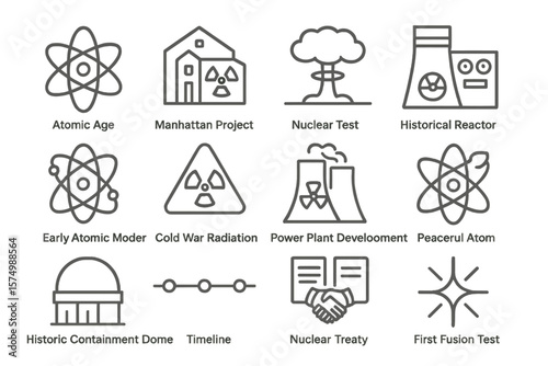 Icons of nuclear history: reactors, tests, and atomic age symbols