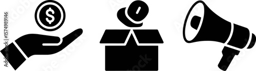 Charity donation campaign fundraising crowdfunding money giving help support donate promotion concept icon editable