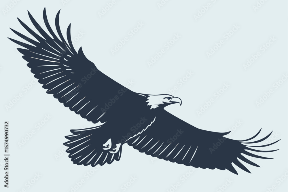 Fototapeta premium Majestic eagle silhouette in flight with wings extended