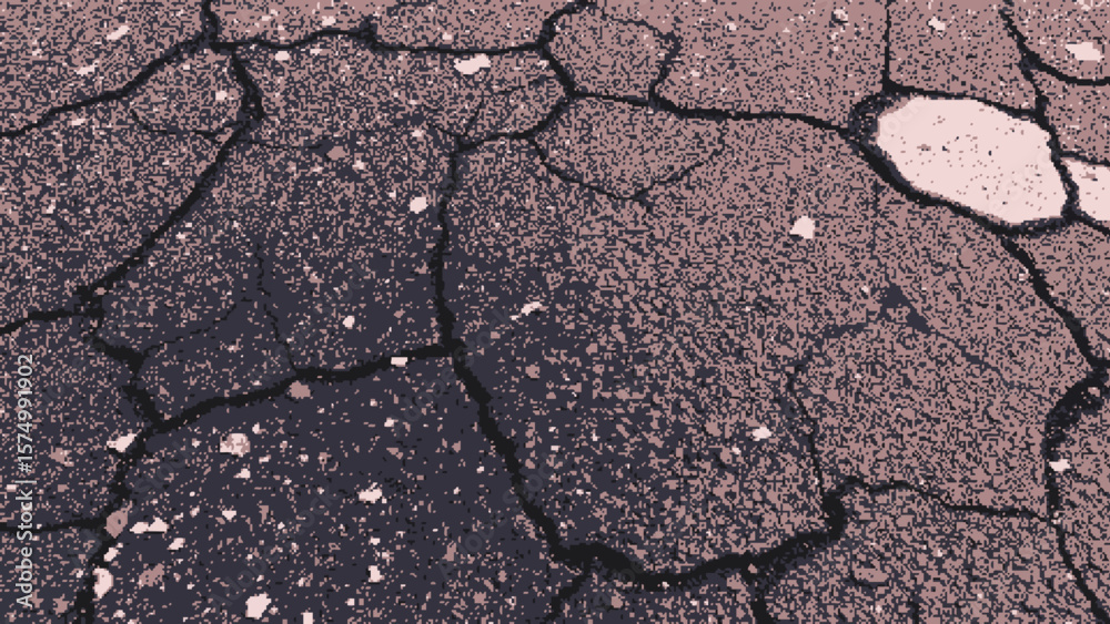 Obraz premium Damaged road surface pixel art