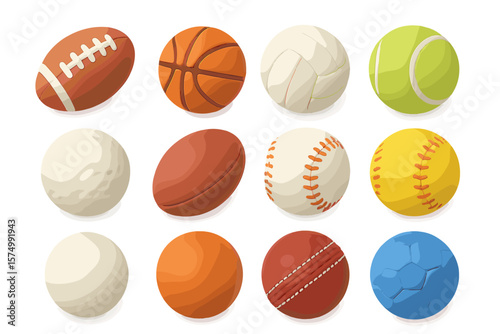 Collection of various sports balls on gradient background