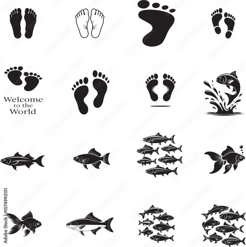 Obraz premium A captivating vector illustration featuring a set of diverse black animal silhouettes, perfect for icons, tattoos, or nature-inspired designs