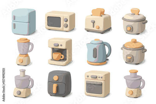 Cute miniature pastel kitchen appliances collection for home decor