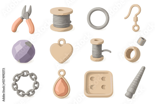 Collection of jewelry making tools and charms for crafting enthusiasts