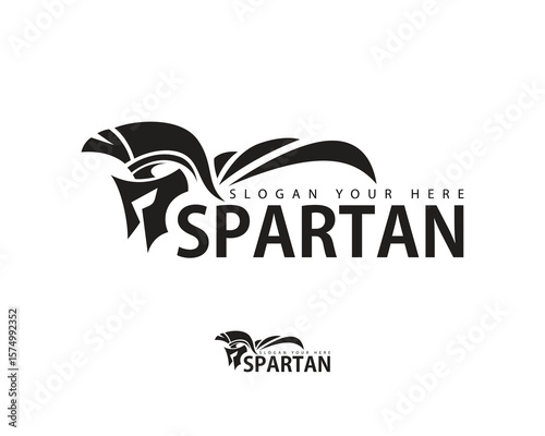 spartan logo creative helmet fighter strong design concept