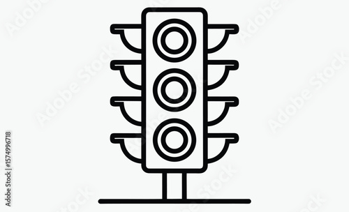 Traffic light icon, Traffic control light, signal with red, yellow and green color flat icon for apps and websites 