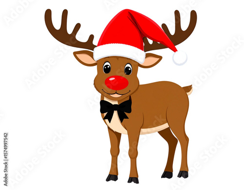 reindeer with santa hat