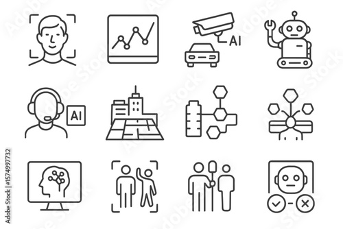 Ai concepts: data, robotics, monitoring, and human interaction