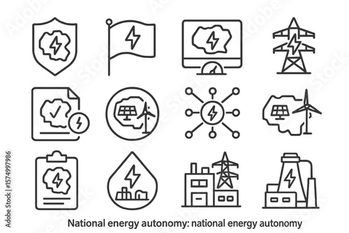 Renewable energy icons set representing sustainability and eco-friendly technology
